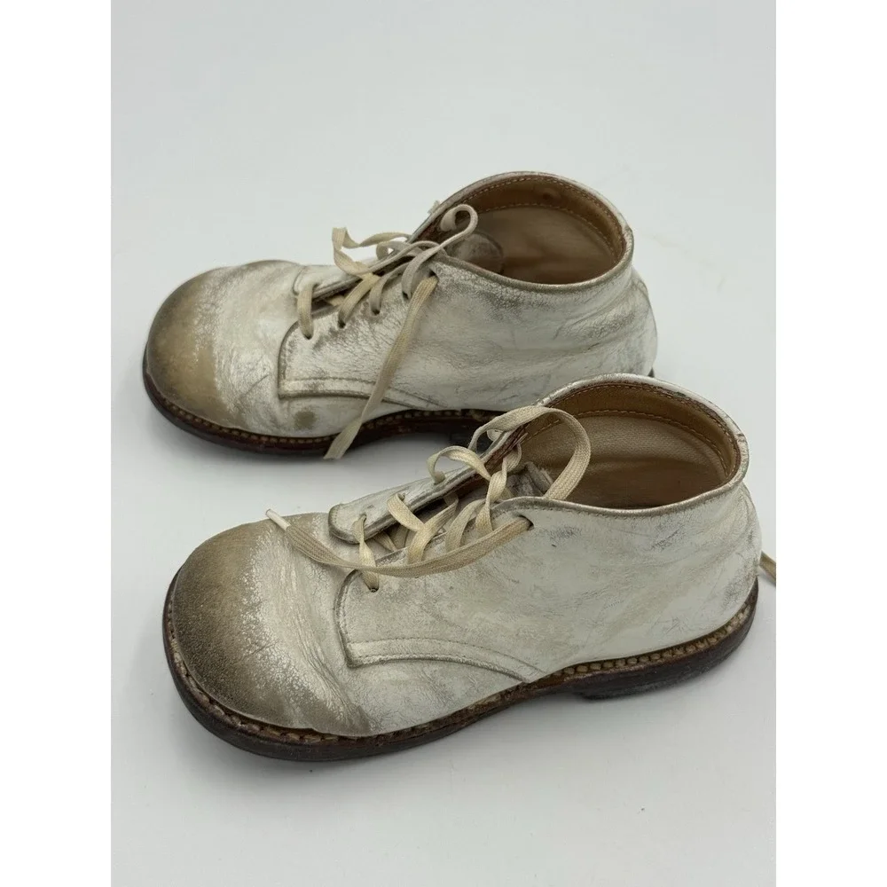 Antique Unisex Infant Toddler Baby Lace Shoes Leather Vintage